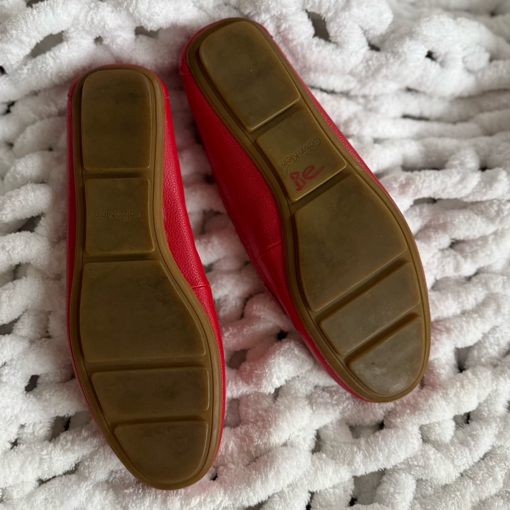 CALVIN KLEIN 11 Lillia Red Faux Leather Loafers • Driving Moccasins Shoes - Picture 6 of 9